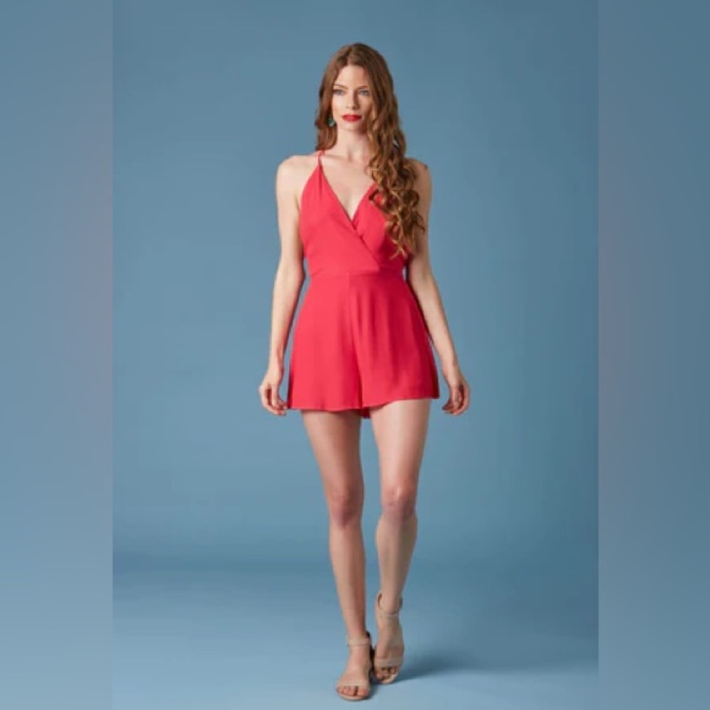 Lush Red Vneck Romper